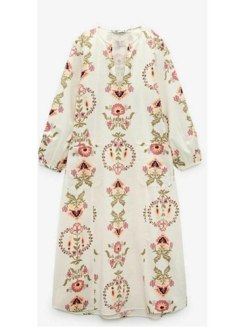 Zara Cream Floral V-Neck Maxi Dress - Picture 5 of 8